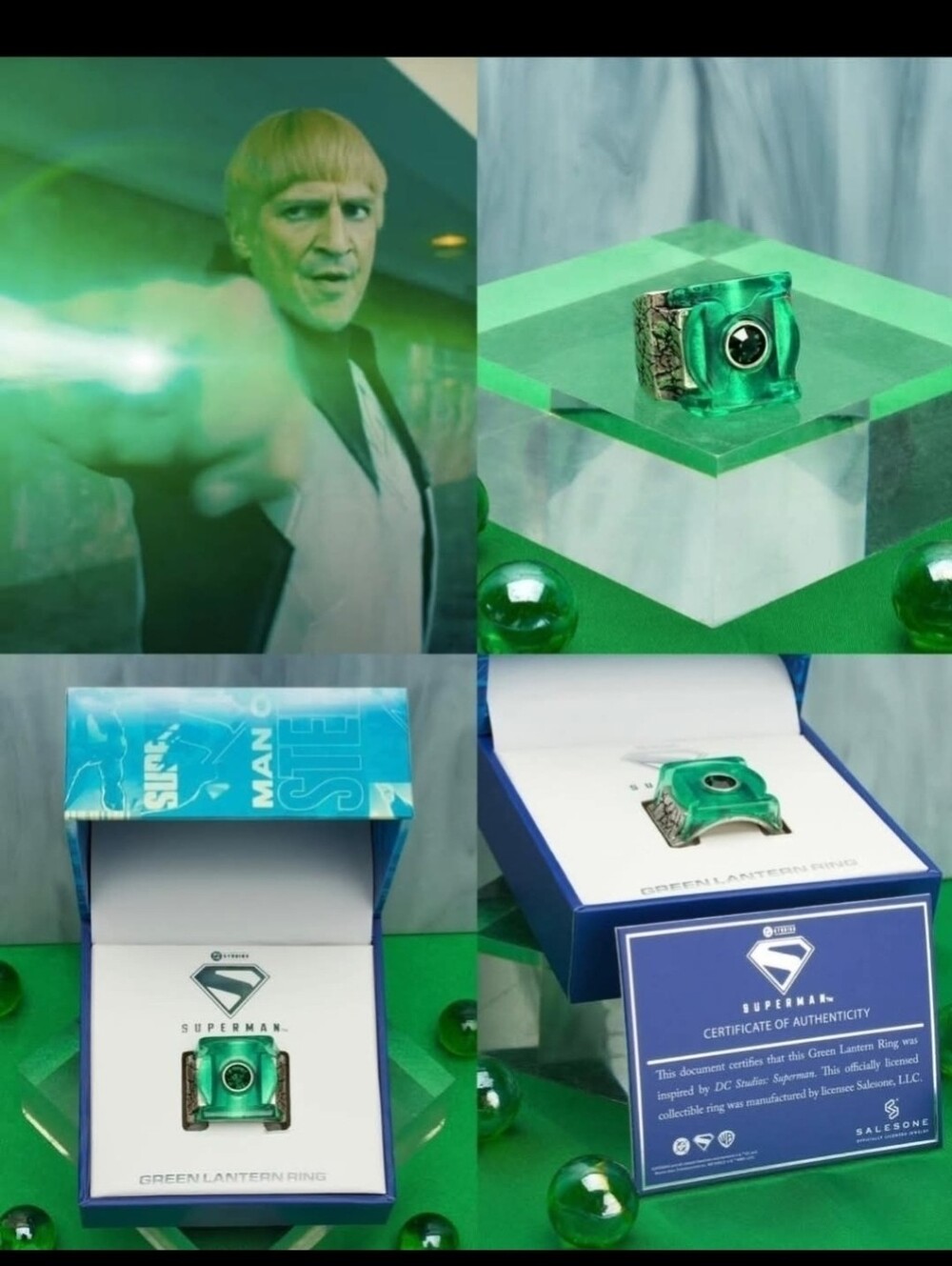 DC Studios Superman Green Lantern Ring Size 12 Official w/Box & COA Rare!